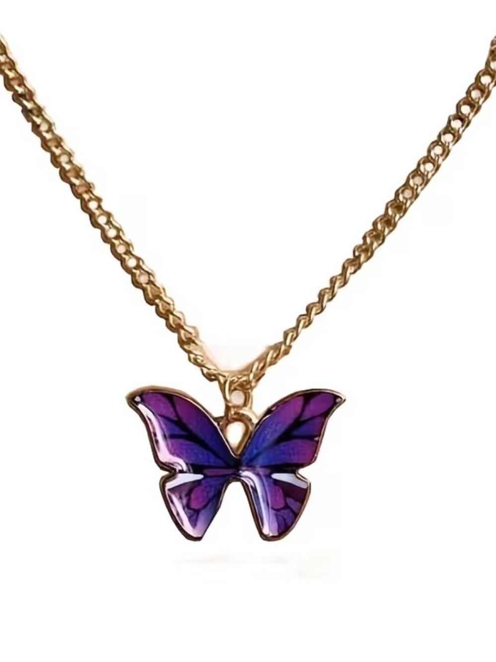 Purple Butterfly Gold Toned Necklace